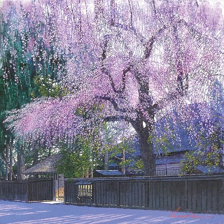 満開の花にたわむ