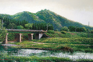 鉄橋と繁る山里
